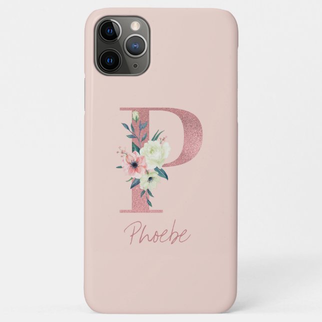 Coques Case-Mate iPhone Lettre Parties scintillant rose monogramme P rose  (Dos)