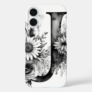 Coque Pour iPhone 16 Lettre personnalisée J Elégante aquarelle florale