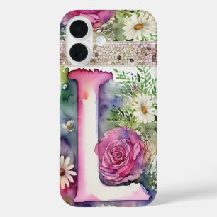 Coque Pour iPhone 16 Lettre personnalisée L Elégante aquarelle florale