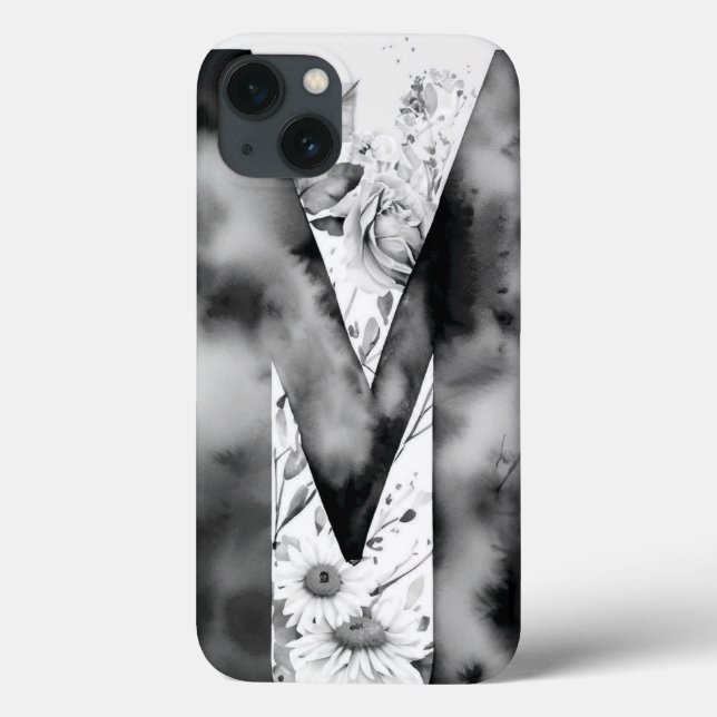 Coques Case-Mate iPhone Lettre personnalisée M Elégante aquarelle florale (Verso)