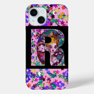 COQUE POUR iPhone 15 LETTRE R MONOGRAMME DE MASQUÉRADE VALENTINE VÉNÉTI