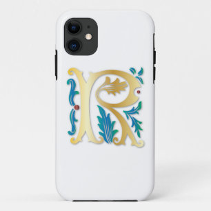 Coque iPhone 11 Lettre R Monogramme Fleur de lis