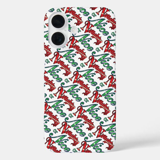 Coques Case-Mate iPhone Lettres rouges rétro Noël, Naughty ou Nice (Verso)