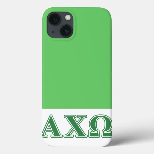 Coques Case-Mate iPhone Lettres vertes d'Omega de Chi d'Alphi (Verso)