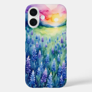 Coque Pour iPhone 16 Lever de soleil aux bleuets