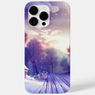 Coque Pour Pour iPhone 14 Pro Max Lever de soleil hivernal sur le sentier neigeux