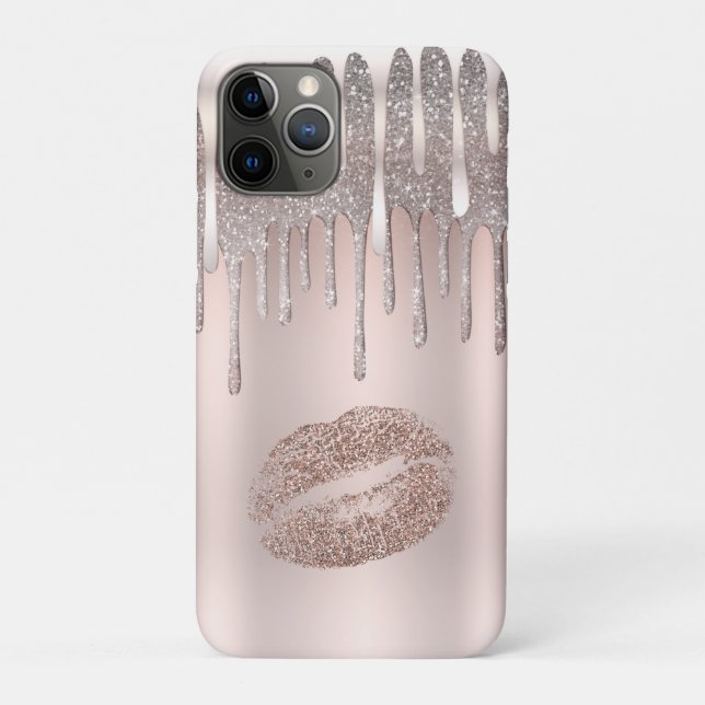 Coques Case-Mate iPhone Lèvres en argent rose Icy Parties scintillant diam (Dos)