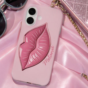 Coque Pour iPhone 16 Lèvres rose brillantes en forme