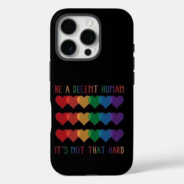 Coques Case-Mate iPhone LGBT Heart Retro Be A Decent Human Ce n'est pas qu (Verso)