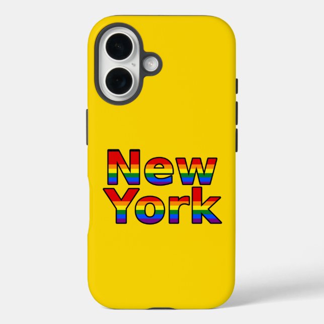 Coques Case-Mate iPhone LGBT New York Rainbow text (Verso)