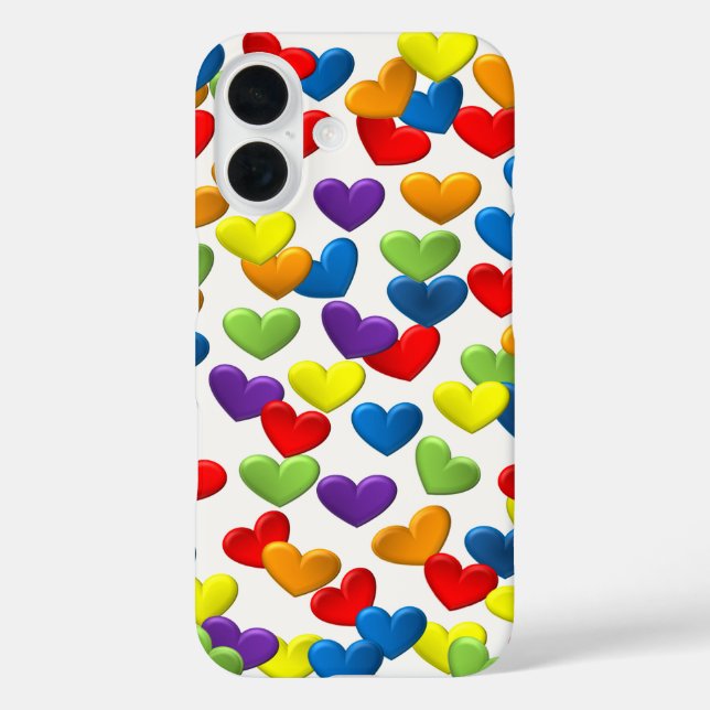 Coques Case-Mate iPhone LGBTQ+ / PRIDE Beaucoup de coeurs arc-en-ciel (Verso)