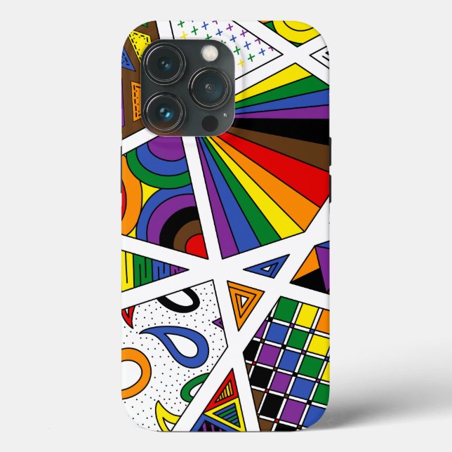 Coques Case-Mate iPhone LGBTQ+ Rainbow Pride Zen Doodle Abstrait Moderne (Verso)