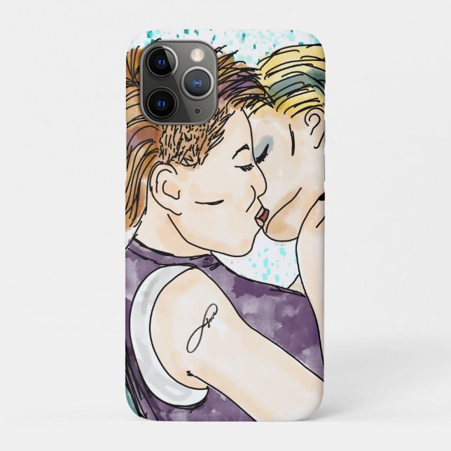 Coques Case-Mate iPhone LGBTQIA+ Femmes Kisser Aquarelle Art (Dos)