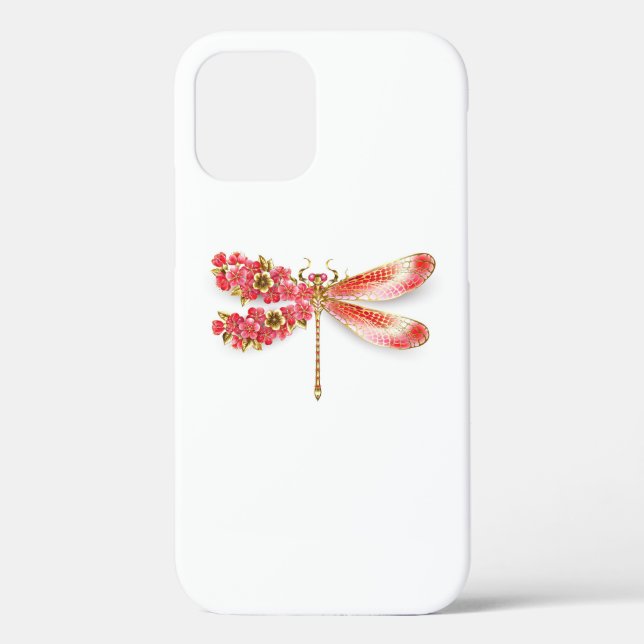 Coques Case-Mate iPhone libellule de fleurs avec sakura de bijoux (Verso)