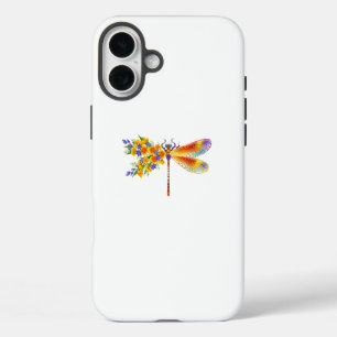 Coques iPhone 16 Plus libellule de fleurs jaunes