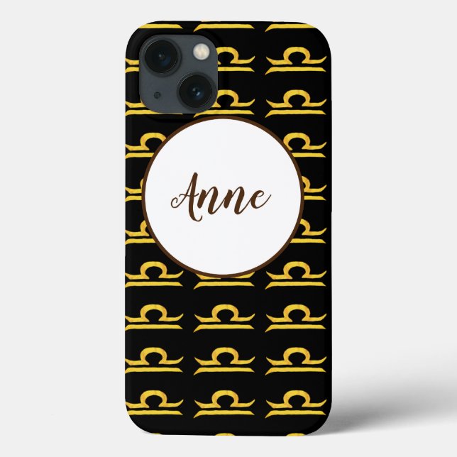 Coques Case-Mate iPhone Libra, Balance Golden Zodiac Signal personnalisé (Verso)
