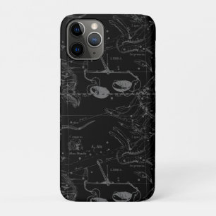 Coque iPhone 11 Pro Libra Constellation Hevelius 1690 Carte sur Noir