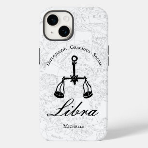 Coque Pour iPhone 14 Libra Zodiac Astrologie Personnalité Blanc Personn