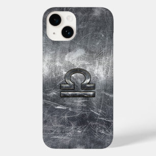 Coque Pour iPhone 14 Libra Zodiac Connexion argenté grunge style acier