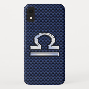 Coque Case-Mate Pour iPhone Libra Zodiac Connexion en fibre de carbone bleu