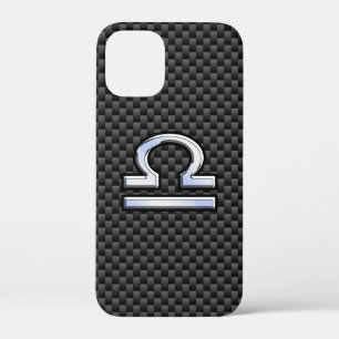 Coques Pour iPhone Libra Zodiac Sign on Black Carbon Fibre Print