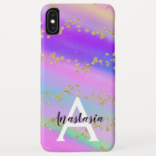Case-Mate iPhone Case Licorne Arc-en-ciel Doré Paillettes Monogramme Col