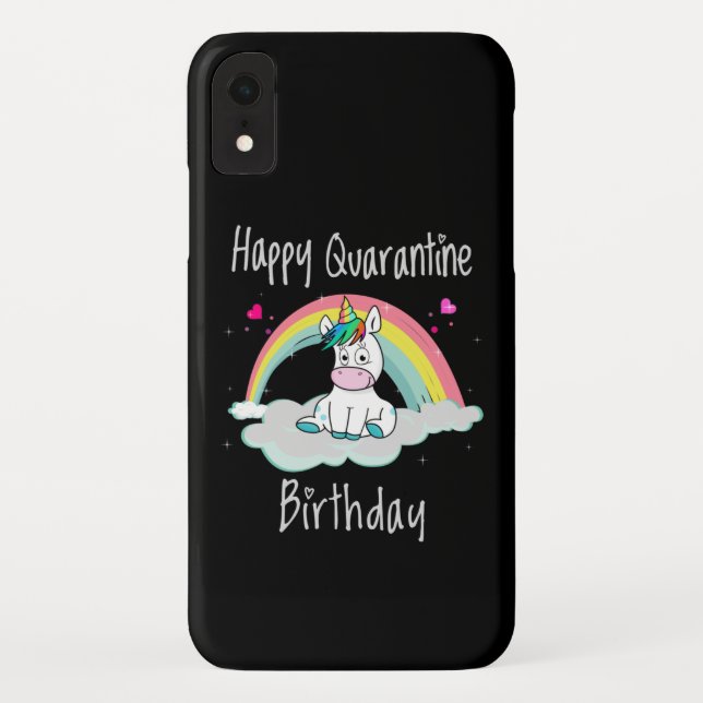 Coques Case-Mate iPhone Licorne d'anniversaire de quarantaine arc-en-ciel (Dos)