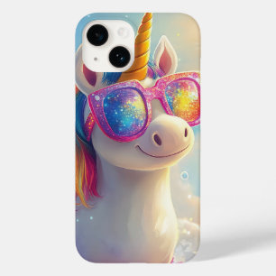 Coque Pour iPhone 14 Licorne Mignonne avec Lunettes de Soleil : Magique