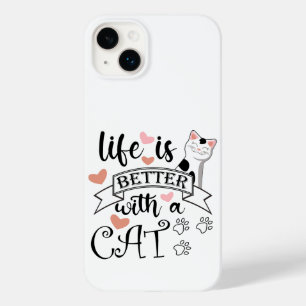 Coque Pour iPhone 14 Plus Life is Better With a Cat quote slogan