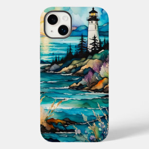 Coque Pour iPhone 14 Plus Lighthouse Bay Mountain Fleur sauvage Garden