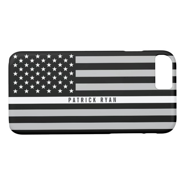 Coques Case-Mate iPhone Ligne blanche mince drapeau américain de SME (Dos (Horizontal))
