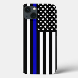 iPhone 13 Coque Ligne Bleue fine.flag USA