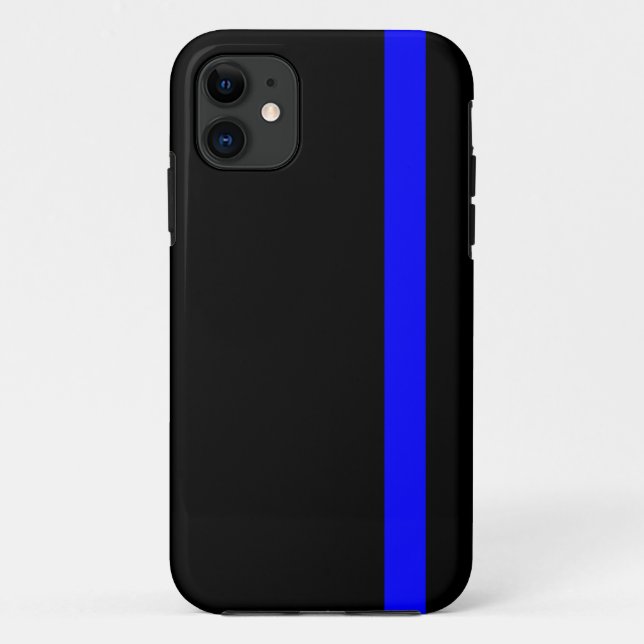 Coques Case-Mate iPhone Ligne Bleue Mince Symbolique Noir vertical (Dos)