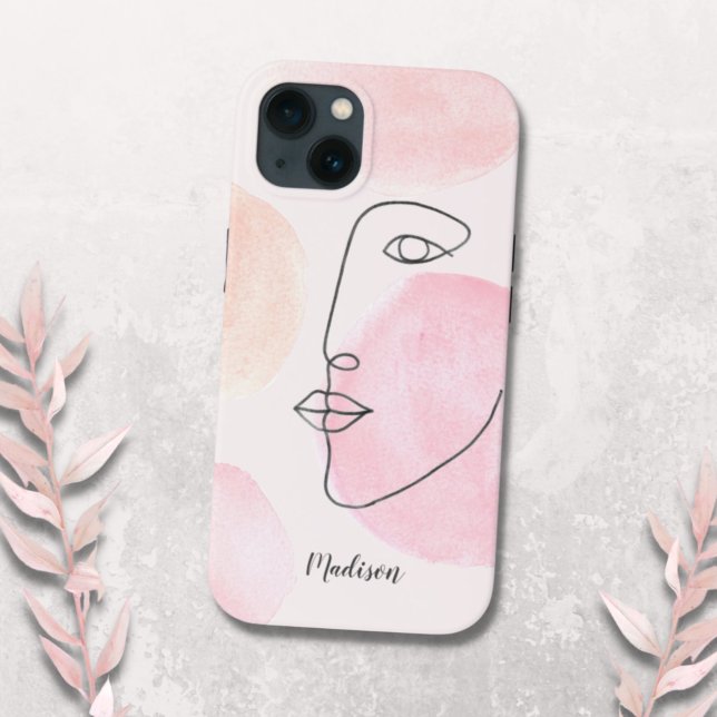 Coques Case-Mate iPhone Ligne de visage moderne Art Nom personnalisé (Créateur téléchargé)