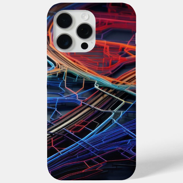 Coques Case-Mate iPhone Lignes connectées complexes en rouge et bleu (Verso)