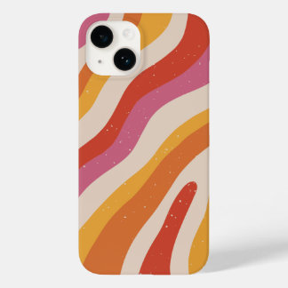 Coque Pour iPhone 14 Lignes d'onde rétro - Boîtier de téléphone couleur