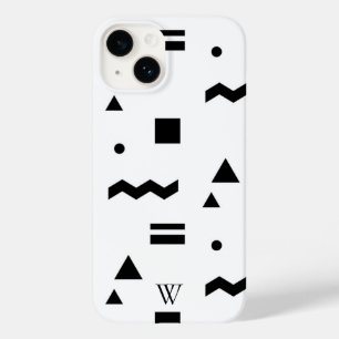 Coque Pour iPhone 14 Lignes et formes Abstraites minimalistes B & W