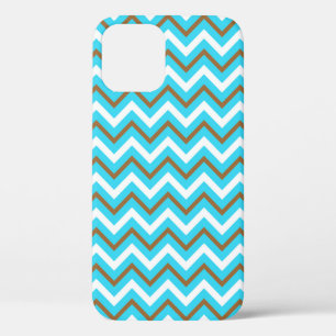 Case-Mate iPhone Case Lignes géométriques bleues marron blanches en zig 