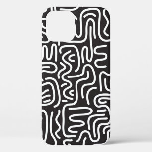 Case-Mate iPhone Case Lignes ondulées de doodle rétro : Monochrome