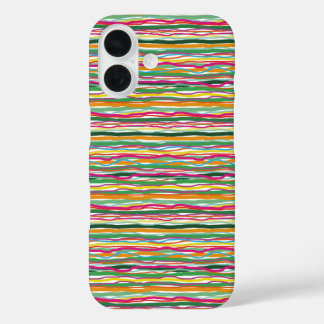 Coque Pour iPhone 16 Lignes ondulées Hippie de ton terrestre sur toute