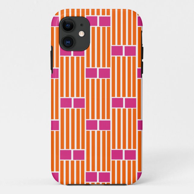 Coques Case-Mate iPhone Lignes orange et boîtes roses (Dos)