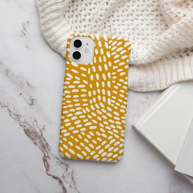 Coques Case-Mate iPhone Lignes pointillées brûlé motif jaune (Créateur téléchargé)