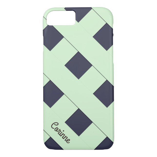 Coques Case-Mate iPhone Lignes vertes pastel à croisement géométrique avec (Dos)