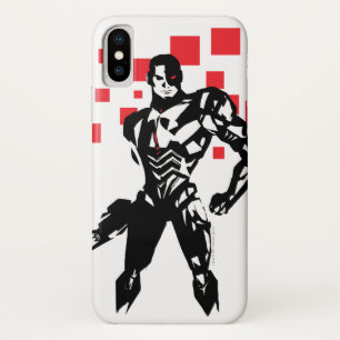 Coques Pour iPhone Ligue de Justice   Cyborg Digital Noir Pop Art