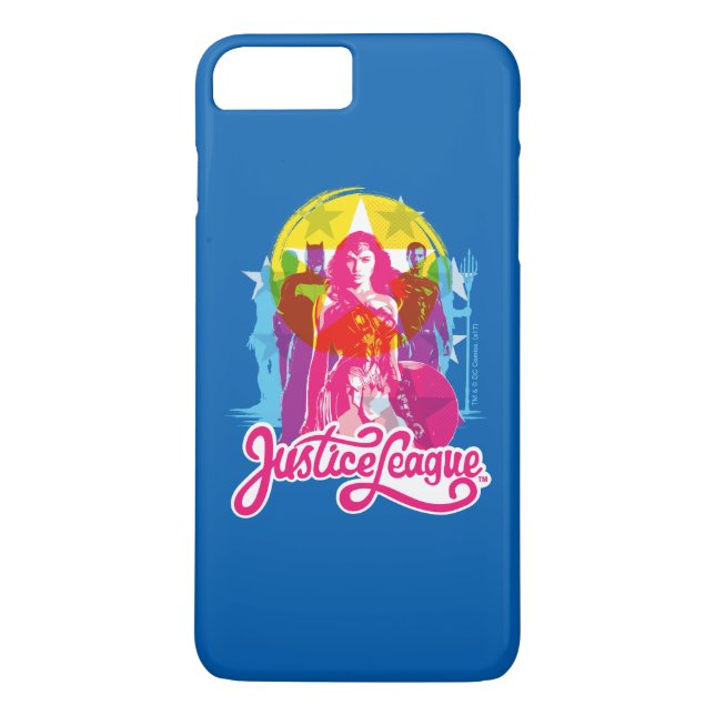 Coques Case-Mate iPhone Ligue de Justice | Retro Group & Logo Pop Art (Dos)