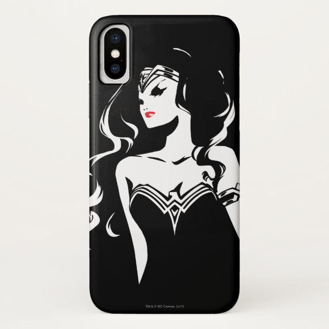 Coques Case-Mate iPhone Ligue de Justice | Wonder Woman Noir Pop Art (Dos)