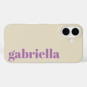 Coque Pour iPhone 16 Lilac et Beige Bold Typographie Nom personnalisé