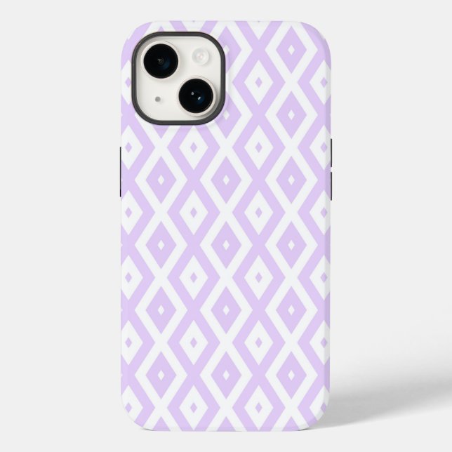 Coques Case-Mate iPhone Lilac motif de diamants violet et blanc (Verso)