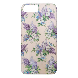 Coque iPhone 7 Plus Lilacs violet et lavande sur papier peint Vintage