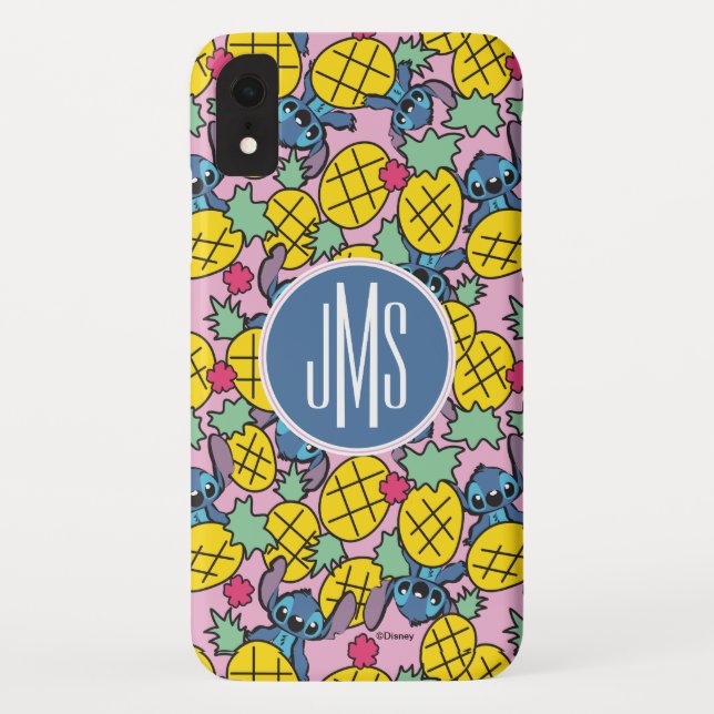 Coques Case-Mate iPhone Lilo et Stitch| Monogramme Motif d'ananas (Dos)